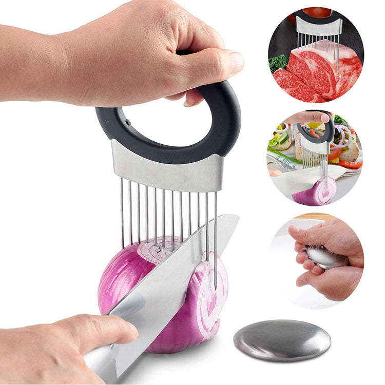 Onion Cutter Vegetable Chopper, Stainless Steel Tomato Potato Slicer, Meat Tenderizer Tool