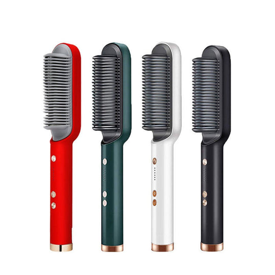 Multifunctional Hair Styling Tool Electric Heat Hot Brush Beard Straightener Curler Brush - MOQ 5 Pcs