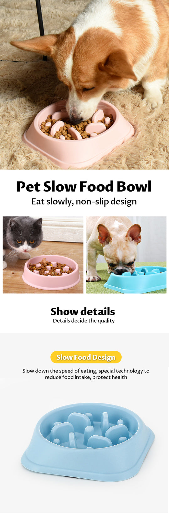 Dog feeder Bowl Puzzle Anti Gulping Interactive Bloat Durable Preventing Choking