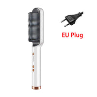Multifunctional Hair Beard Straightener Curler Brush Hair Fast Styling Tool Electric Heat Hot Brush - MOQ 5 Pcs
