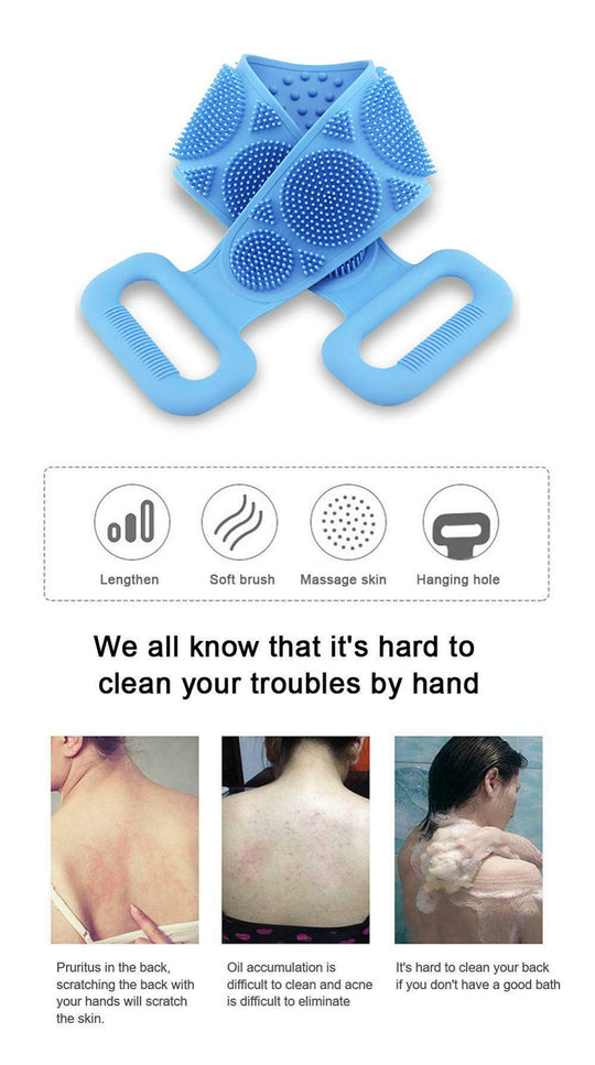 Exfoliating Personal Back Body Scrubber with Belt Handle Dual Sided