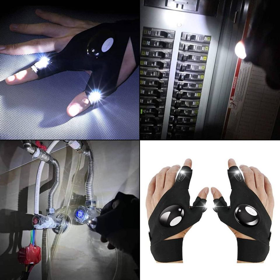 Perfect Gift Hand Gloves With LED Flashlight(Bulk 3 Sets)