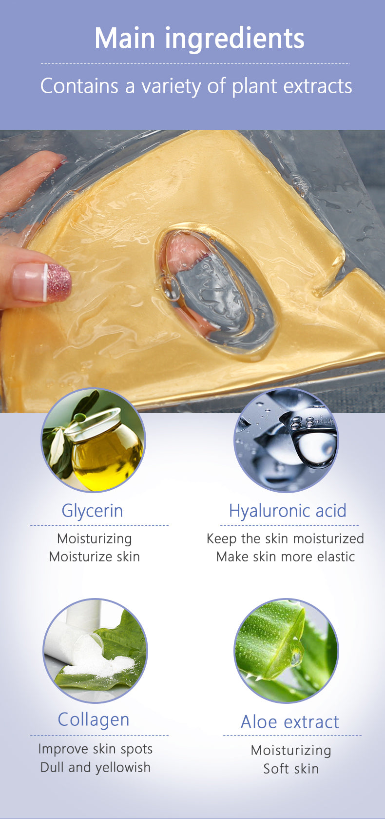 Hydra Face lift Gold Aloe Extract Collagen Facial Mask