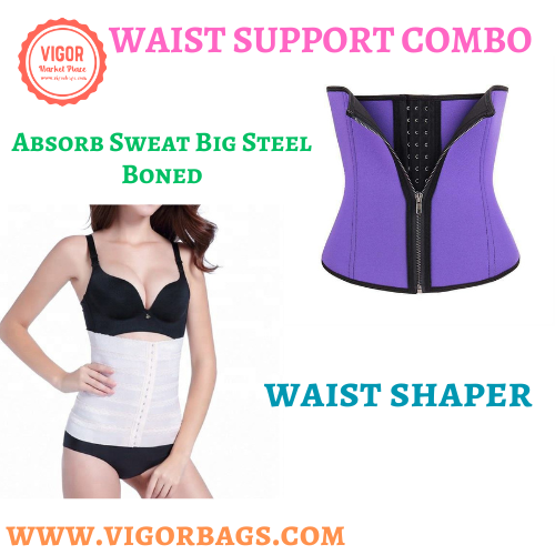 Slimming waist shaper trainer for waist support brace & Corset Soft & Absorb Sweat Big Steel Boned(Black Color)