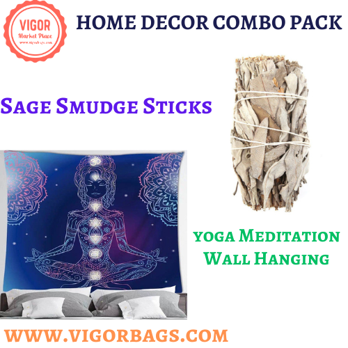 yoga Meditation Wall Hanging & Sage multi Pack