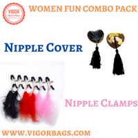 Bondage Restrains Nipple Cover & Nipple Clamps Combo Pack - MOQ 10 Pcs