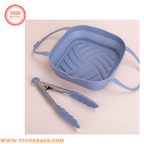 Silicone Non Stick Round Basket with Handles & 8 inch Basket Silicone Mat With Handle Combo Pack