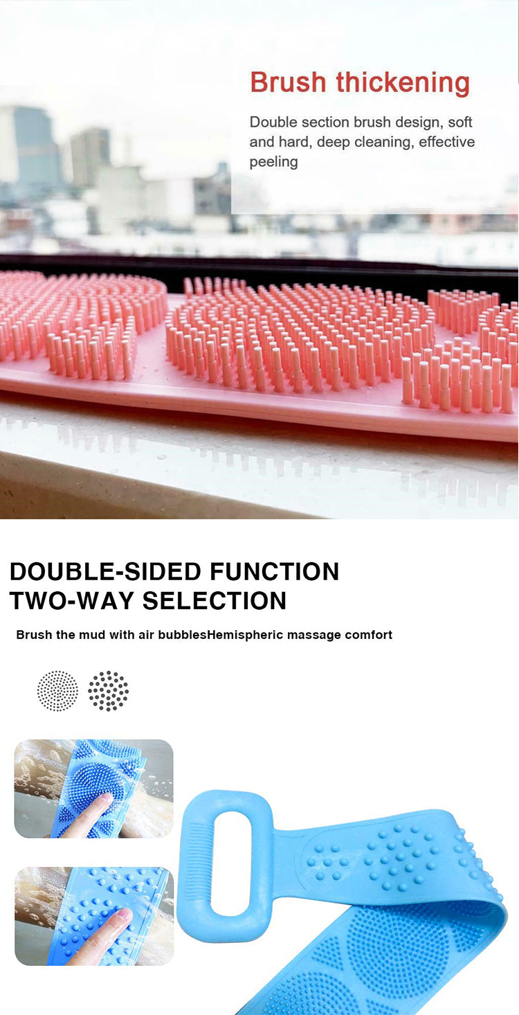 Exfoliating Personal Back Body Scrubber with Belt Handle Dual Sided - MOQ 10 Pcs