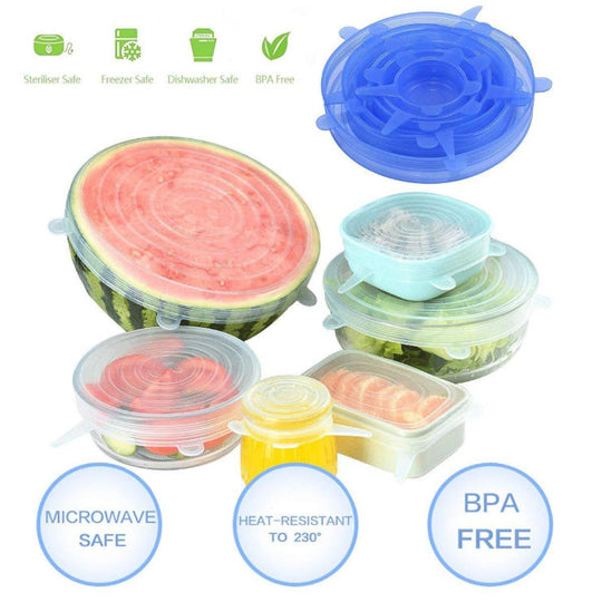 Reusable Food Grade 6 Pack Silicone Stretch Lids - MOQ 10  Pcs