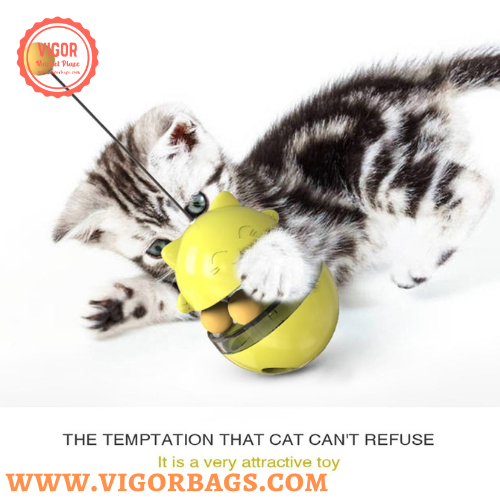 Turnable Balls Feeder Cats Toy IQ Training Leak Food Slow Feeder For Pet Cat