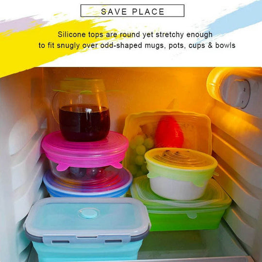 Reusable Food Grade 6 Pack Silicone Stretch Lids - MOQ 10  Pcs