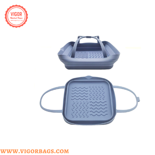 Silicone Non Stick Round Basket with Handles & 8 inch Basket Silicone Mat With Handle Combo Pack