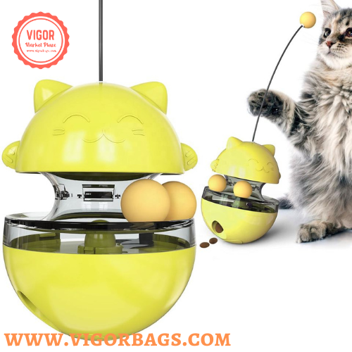 Turnable Balls Feeder Cats Toy IQ Training Leak Food Slow Feeder For Pet Cat - MOQ 10 Pcs