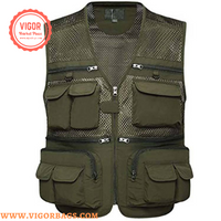 Comfort vest Safari Fishing Travel Photo Cargo Vest Jacket Multi Pockets - MOQ 10 Pcs