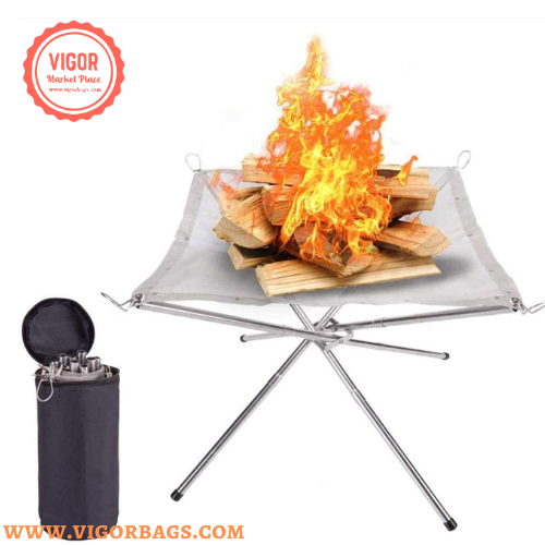 Camping Stainless Steel Mesh Firepit Table