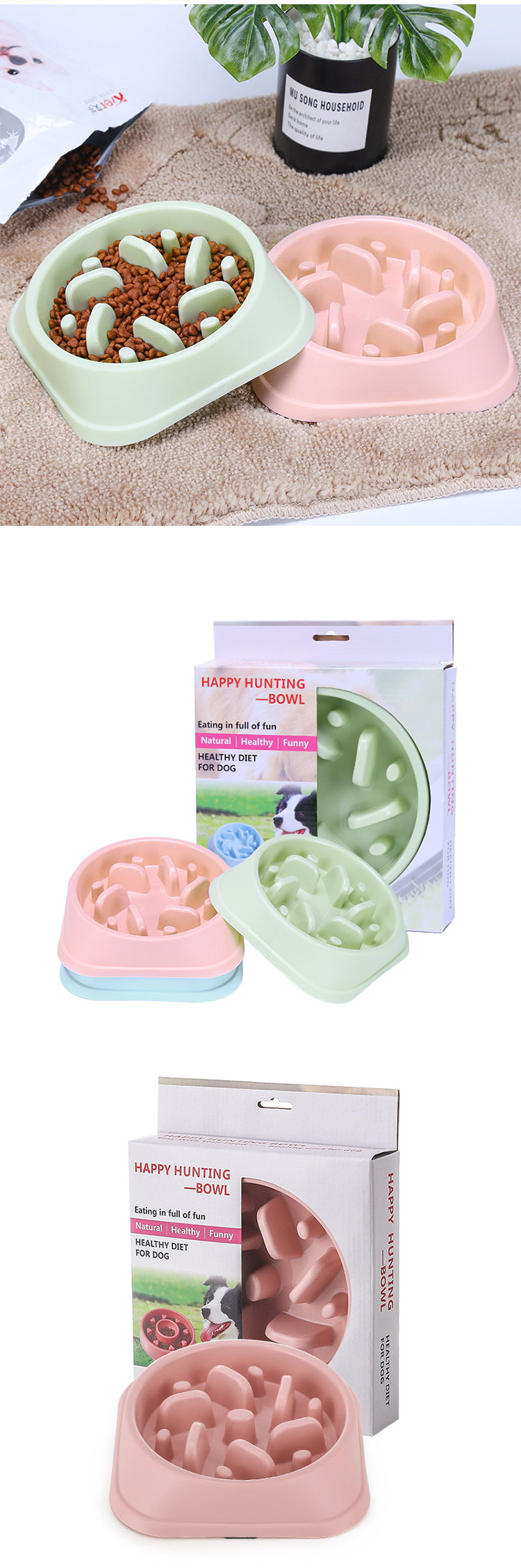 Dog feeder Bowl Puzzle Anti Gulping Interactive Bloat Durable Preventing Choking - MOQ 10 pcs