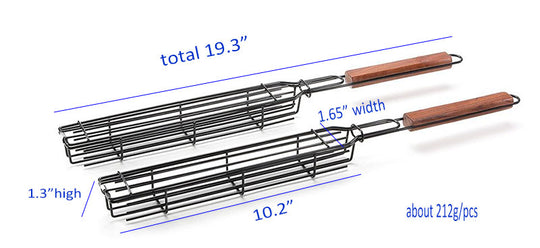 Sausage Grill Tongs Rosewood Handle easy Flipping with cage Style