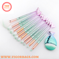 Candy Color Makeup Brushes Tool Set & Cosmetic Concealer Fish Tail Make Up Brushes Tools Combo Pack - MOQ 10 Pcs