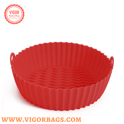 Silicone Non Stick Round Basket with Handles & 8 inch Basket Silicone Mat With Handle Combo Pack