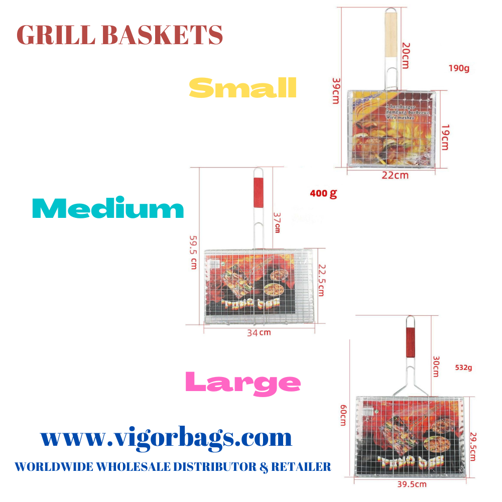 BBQ-Grill Basket, Kebab, Fish Basket Stainless Steel Foldable Nets Portable