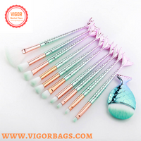 Candy Color Makeup Brushes Tool Set & Cosmetic Concealer Fish Tail Make Up Brushes Tools Combo Pack