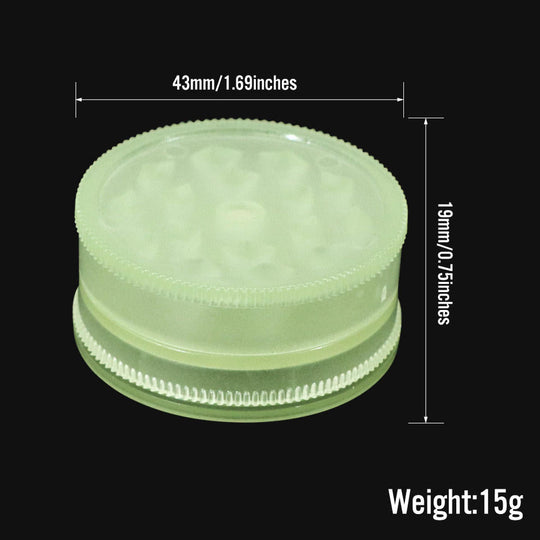 Luminous Glow in the Dark Plastic Herb Grinder - MOQ 10 Pcs