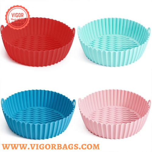 Silicone Non Stick Round Basket with Handles & 8 inch Basket Silicone Mat With Handle Combo Pack