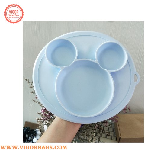 Silicone Waterproof Soft Durable Adjustable Bibs & Silicone Baby Toddler Plate Combo Pack