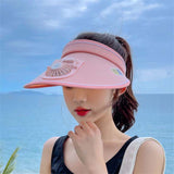 Sun Visor Hats with Fan-Three Temp Settings-Large Area Sun Protection, Visors for Women/Men/Kids, Adjustable Elastic Buckle - MOQ 10 Pcs