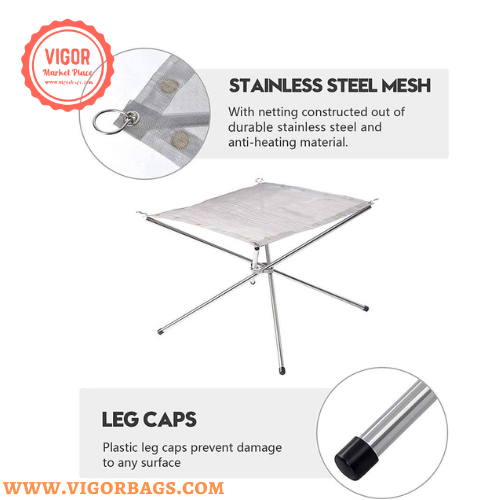 Camping Stainless Steel Mesh Firepit Table - MOQ 10 Pcs