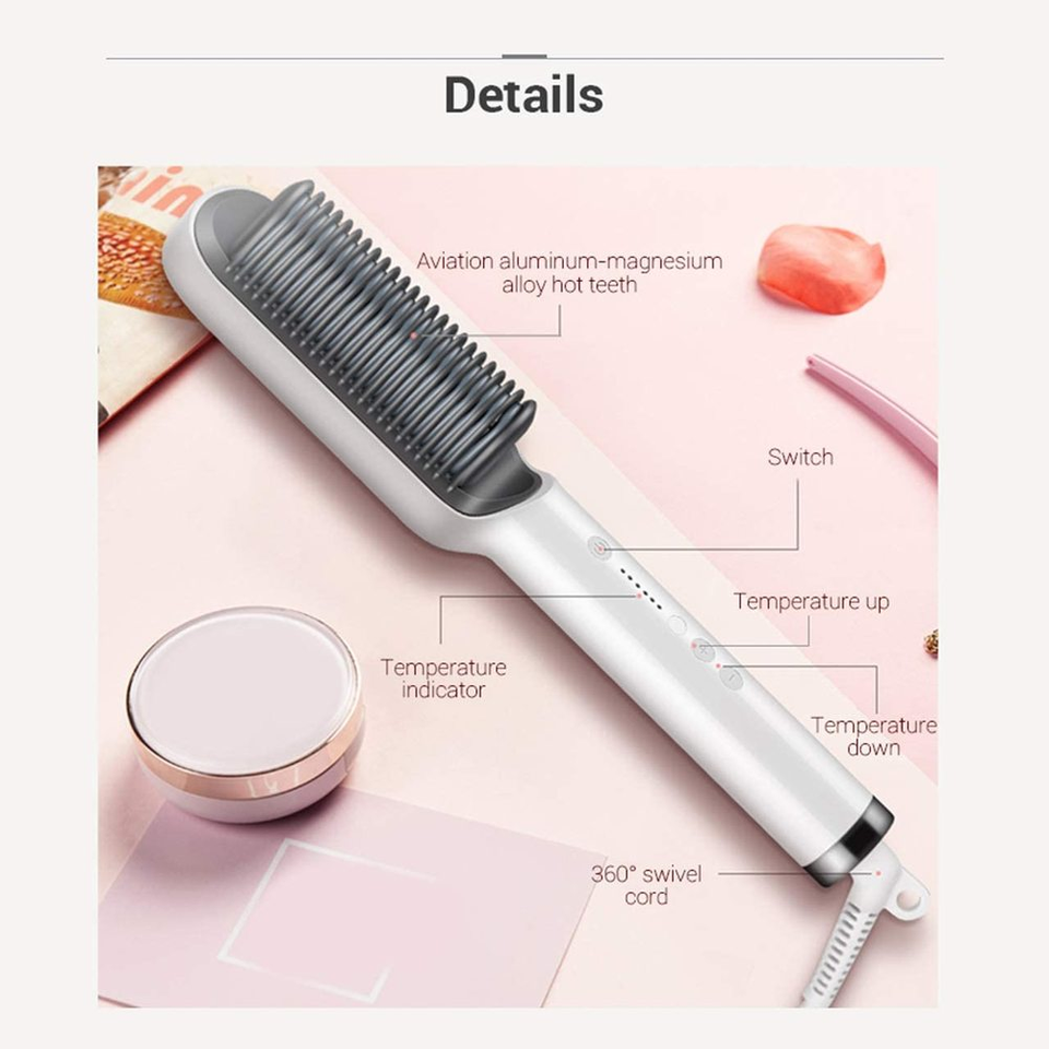 Multifunctional Hair Styling Tool Electric Heat Hot Brush Beard Straightener Curler Brush