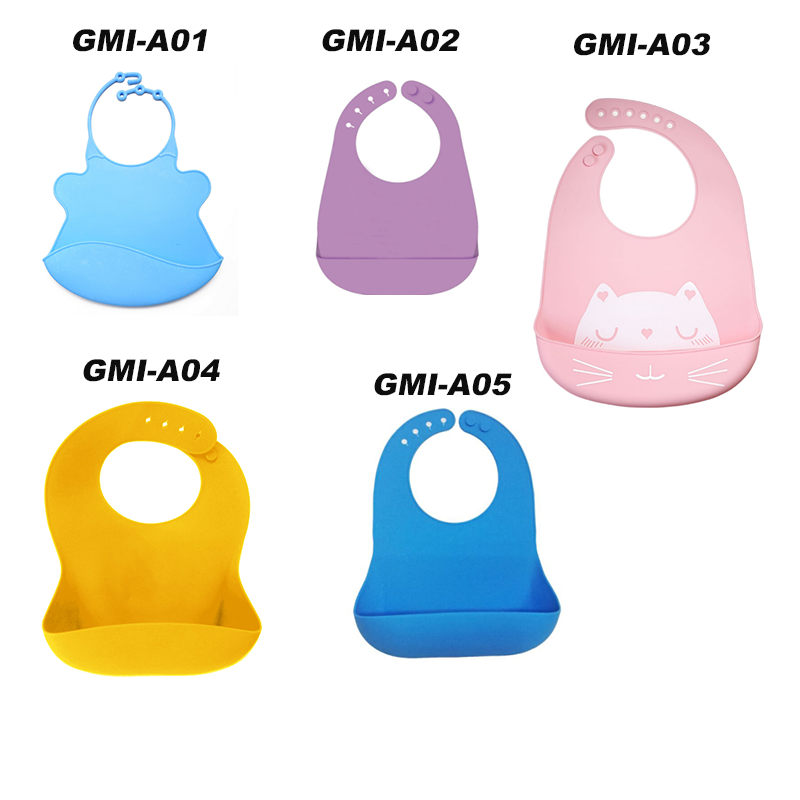 Silicone Bibs for Babies, 2 Sets Baby Feeding Bibs Waterproof Soft Durable Adjustable Bibs - MOQ 10 Pcs