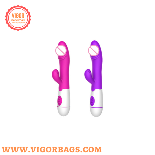 Rabbit ear ticking dildo & Silicone Rabbit Vibrator G Spot 10 Modes Combo