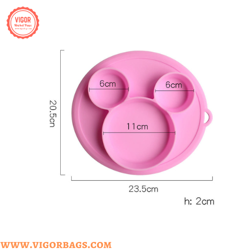 Silicone Grip Dish, Suction Plate, Divided Plate, Baby Toddler Plate, BPA Free, Microwave Dishwasher Safe - MOQ 10 pcs