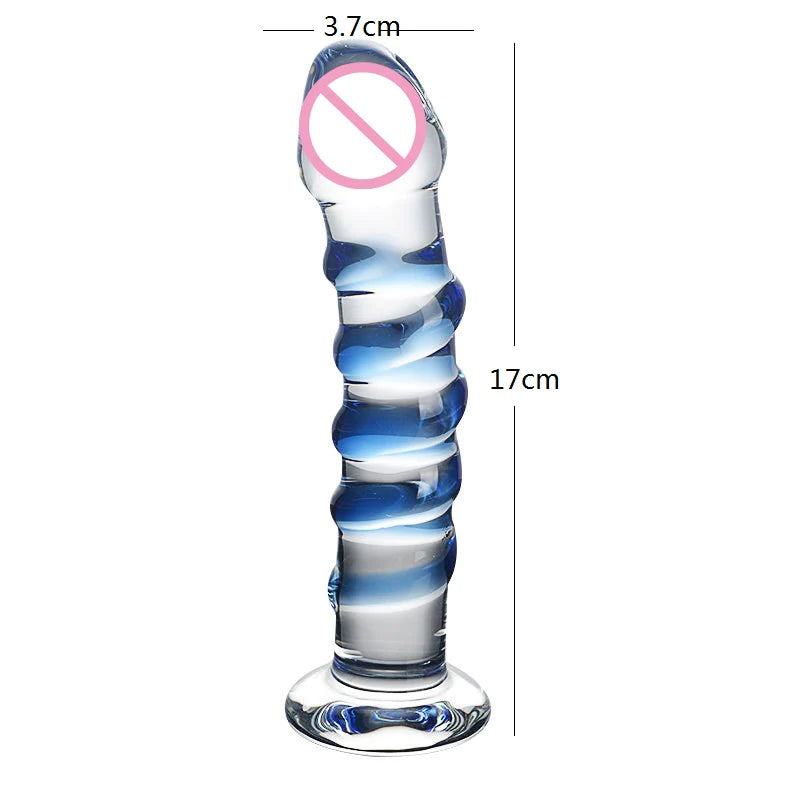 Blue Pattern Glass Crystal Transparent Toy - MOQ 10 pcs