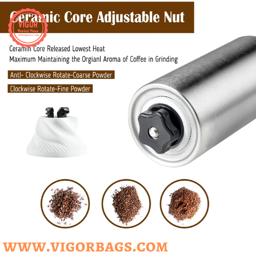 Portable Hand Coffee Bean Grinder Adjustable Knob Settings