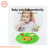 Silicone Waterproof Soft Durable Adjustable Bibs & Silicone Baby Toddler Plate Combo Pack - MOQ 10 Pcs