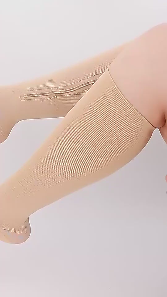 Premium Quality Zipper Compression Socks Calf Knee High Open Toe Support