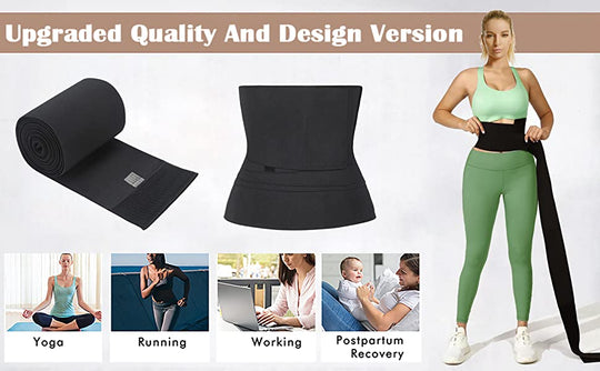 Waist Trainer with Loop Design, Tightness Adjustable & Non-Slip, Plus Size, Invisible & Flexible for Stomach, Lower Belly Fat, Post Partum Black