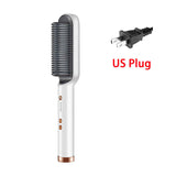 Multifunctional Hair Beard Straightener Curler Brush Hair Fast Styling Tool Electric Heat Hot Brush - MOQ 5 Pcs