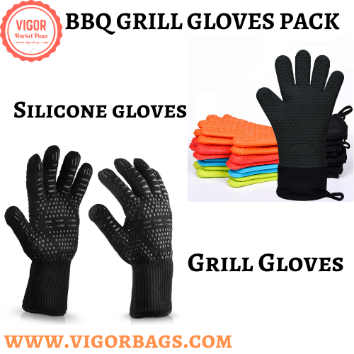 Silicone Baking gloves waterproof & Oven BBQ Grill Gloves 932°F Heat Resistant Gloves Combo Pack - MOQ 10 Pcs