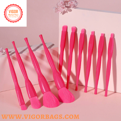 High Quality 10 pcs Candy Color Makeup Brushes Tool Set - MOQ 10 Pcs