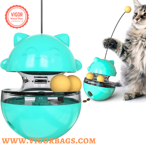 Turnable Balls Feeder Cats Toy IQ Training Leak Food Slow Feeder For Pet Cat