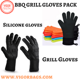 Silicone Baking gloves waterproof & Oven BBQ Grill Gloves 932°F Heat Resistant Gloves Combo Pack