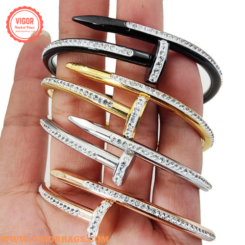 Stylish Simple Love Bangle & Nail bracelet for women trendy 18K Bangle Combo Pack - MOQ 10 Pcs