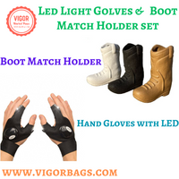 Led Light Golves & Cute Cowboy Boot Match Holder Gift Combo set(Bulk 3 Sets)