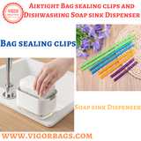 Airtight Bag sealing clips and Dishwashing Soap sink Dispenser(5 Pack)