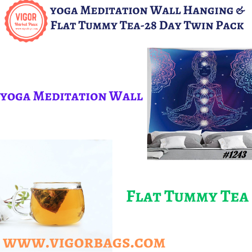 Yoga Meditation Wall Hanging & Flat Tummy Tea-28 Day Twin Pack(5 Pack)