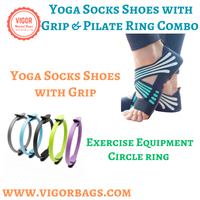 Power Yoga Socks Shoes with Grip & Pilate Ring Combo Pack