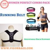 Running Belt for Women and Men & Men Women Adjustable Shoulders Back Support Posture Corrector Combo